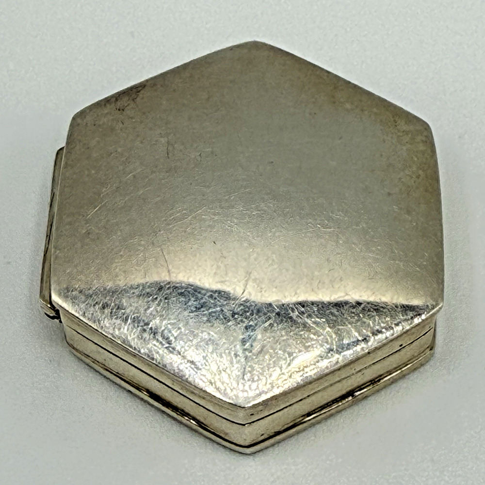 Estate Vintage Sterling Silver Pil Box - Native American ? Small Hexagonal Box